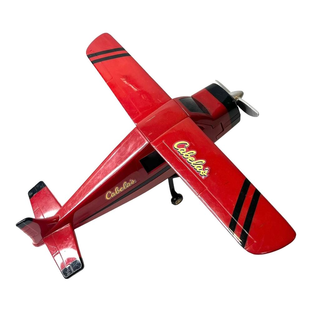Cabellas Toy Airplane Red Propeller Plane 15" Plastic Outfitter Advertising Vtg
